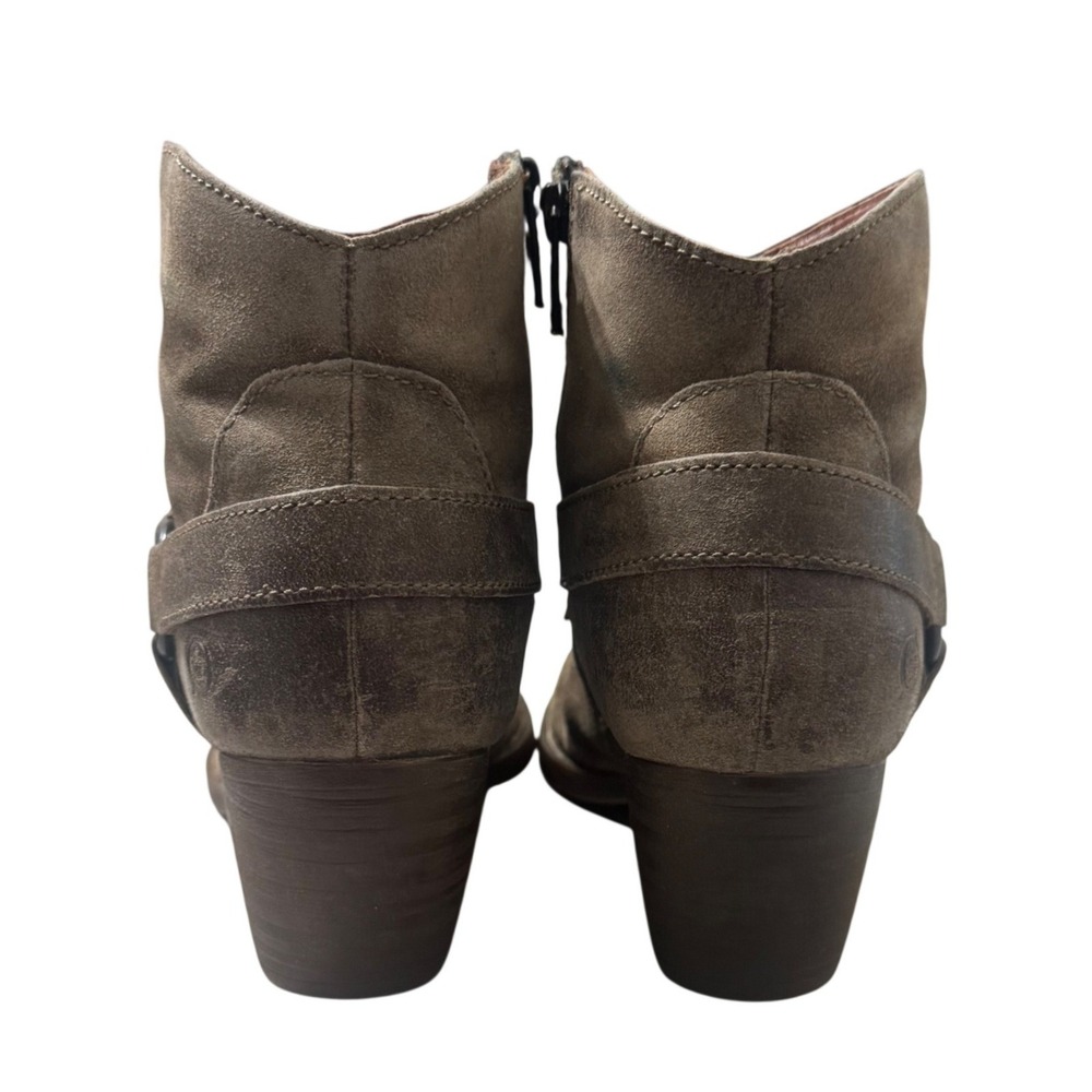 Born Carmel Harness Suede Ankle Boots Womens 9M Brown Western Heel F54017 - Picture 4 of 9